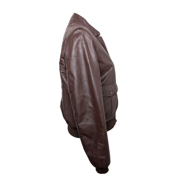 Vintage Verducci Brown Leather Bomber Jacket Zip Front Pockets Women’s Size 8 - Picture 5 of 11